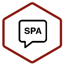 Maumee Metal Recyclling: Fluent In Spanish A red and black line icon of a speech bubble.